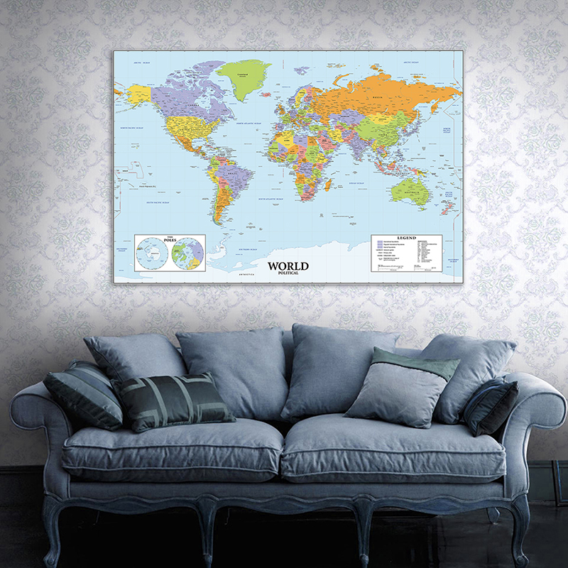 130*90cm Map of The World Wall Art Prints Unframed P..